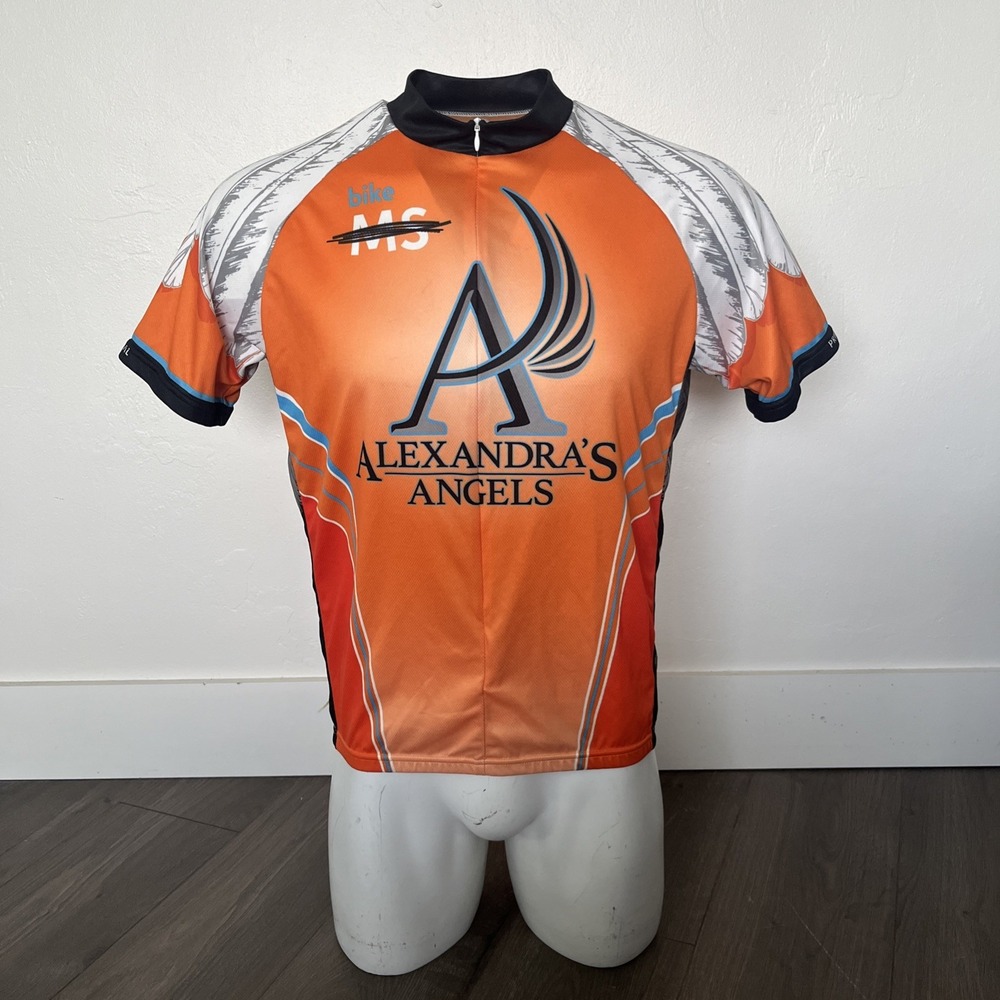 Primal Mens XL 3/4 Zip Cycling Jersey Orange Feather Short Sleeve